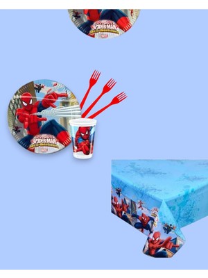 Evabrite Örümcek Adam 24 Kişilik Doğum Günü Parti Seti - Örümcek Adam Konseptli Doğum Günü Parti Süsü