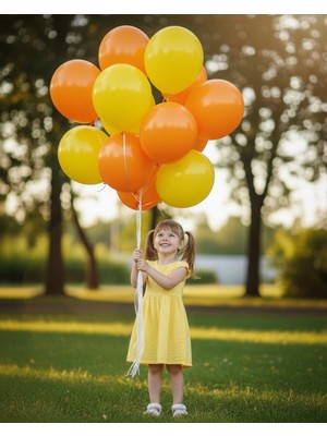 Evabrite 12INC Büyük Boy Turuncu Sarı Renk Balon Yüksek Kalite 100 Adet - Doğum Günü Parti Süsü
