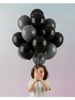 Evabrite 12INC Büyük Boy Siyah Gri Renk Balon Yüksek Kalite 10 Adet - Doğum Günü Parti Süsü