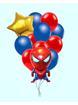 Evabrite Örümcek Adam Folyo Balon Seti - Yıldız Folyo Doğum Günü Parti Seti