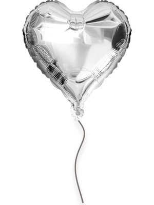 Evabrite Gümüş Kalp Folyo Balon 24 Inç - 62 cm - Doğum Günü Parti Süsü