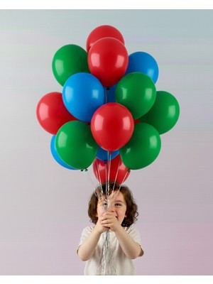 Evabrite 12INC Büyük Boy Mavi Kırmızı Yeşil Renk Balon Yüksek Kalite 10 Adet - Doğum Günü Parti Süsü