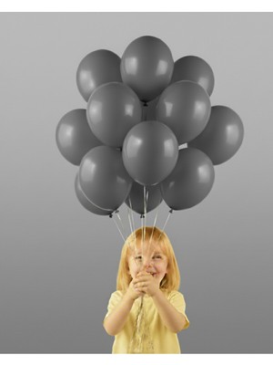 Evabrite 12INC Büyük Boy Gri Renk Balon Yüksek Kalite 100 Adet - Doğum Günü Parti Süsü