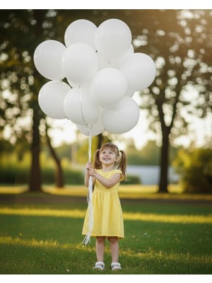 Evabrite 12INC Büyük Boy Beyaz Renk Balon Yüksek Kalite 30 Adet - Doğum Günü Parti Süsü
