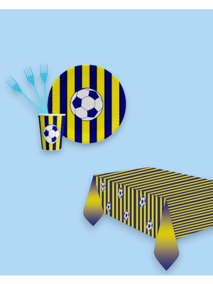 Evabrite Taraftar Sarı Lacivert 24 Kişilik Doğum Günü Parti Seti - Sarı Lacivert Taraftar Konseptli