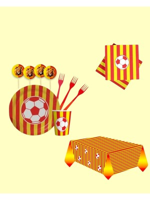 Evabrite Taraftar Sarı Kırmızı 8 Kişilik Doğum Günü Parti Seti - Taraftar Sarı Kırmızı Set