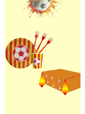 Evabrite Taraftar Sarı Kırmızı 24 Kişilik Doğum Günü Parti Seti - Sarı Kırmızı Taraftar Konseptli