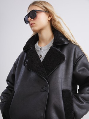 Lc Waikiki Yeni Sezon Pelüş Biker Yaka Kadın Süet Mont