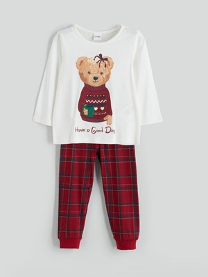 Lc Waikiki Yeni Sezon Ayı Teddy Baskılı Kız Çocuk Pijama Takımı Aile Kombini