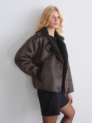 Lc Waikiki Yeni Sezon Pelüş Biker Yaka Kadın Süet Mont