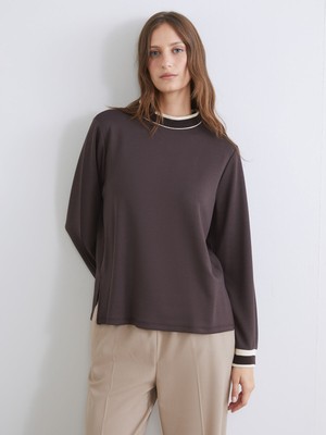 Lc Waikiki Yeni Sezon Dik Yaka Şerit Detaylı Kadın Sweatshirt Tunik