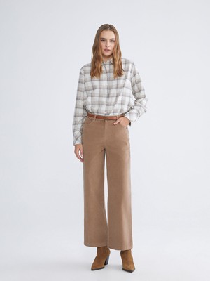 Lc Waikiki Yeni Sezon Yüksek Bel Kadife Kadın Pantolon