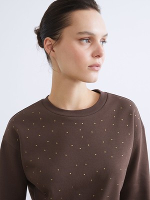 Lc Waikiki Yeni Sezon Taşlı Oversize Kadın Kalın Sweatshirt