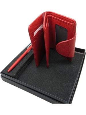 Signator D253 Kişiye Özel Set - Kırmızı Deri Cüzdan Kartlık + 32GB USB Bellek + Kalem Seti | Isme Özel Hediyelik Set