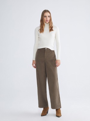 Lc Waikiki Yeni Sezon Beli Lastikli Kadife Kadın Pantolon