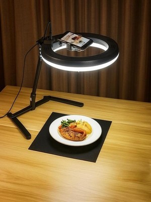 CAILON Masa Üstü 10 Inç Led Ring Light Tripodlu Telefon Tutucu 3 Işık Modu USB Bluetooth Kumanda