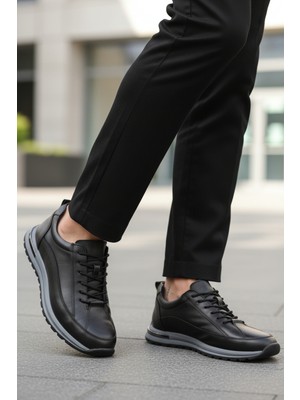 Walkway Siyah Hakiki Deri Erkek Sneaker 2036 M