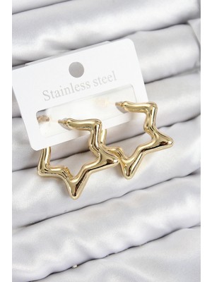 Shopwave Pirinç Yıldız Model Gold Renk Kadın Küpe