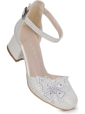 Kiko Kids Zete Kum Simli Kız Çocuk 4 cm Topuklu Abiye Ayakkabı