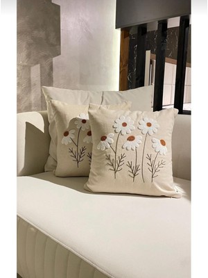 Goveform Keten Punch Işlemeli Kırlent Kılıfı 43X43 cm – El Işçiliği Panç  Desen & Püskül Detaylı Yastık Kılıfı 2li VEFORMPUNCH2026