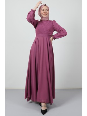 Giza Store Önü Çapraz Şifon Elbise Pembe