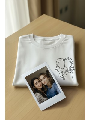 Color Luxe Çizgisel Kişiye Özel Fotoğraf Çizim Baskılı T-Shirt