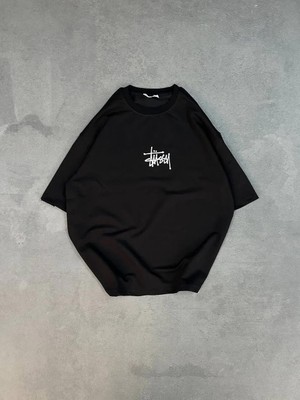 Rawea Fashion Unisex Bisiklet Yaka Baskılı Oversize T-Shirt - Siyah