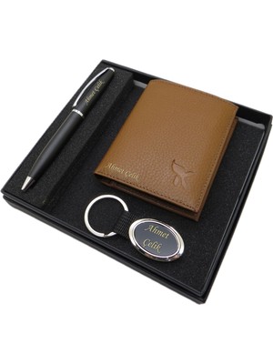 Signator D238 Kişiye Özel Set - Deri Cüzdan + Anahtarlık + Kalem Seti | Isme Özel Hediyelik Set