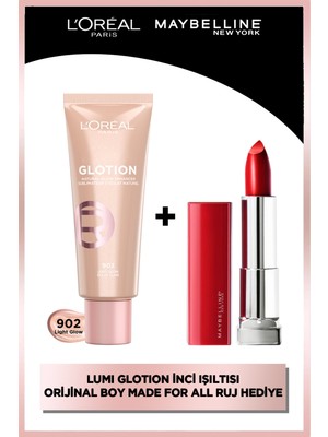 L'oréal Paris glotion All-In-One Doğal Işıltı 902 - Light Glow & Maybelline Color Sensational Made For All 385 Ruby For Me Mat Ruj