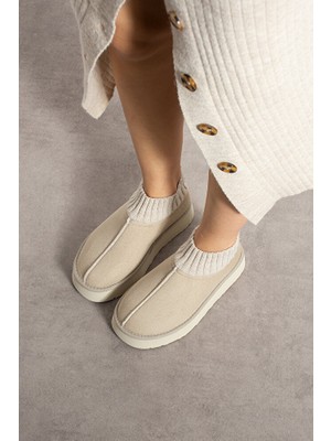 Pasyone Kadın Triko Boğazlı Kalın Taban Süet Içi Kürklü Şık Günlük Bot