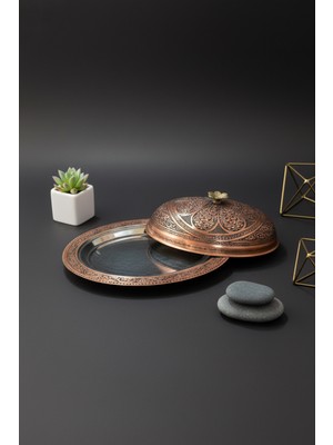 Handygoo Geleneksel Bakır Şölen Tabağı El Oyması Servis Tabağı