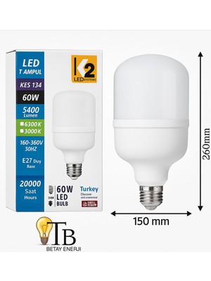 K2 LED T Ampul  60W 5400 Lümen