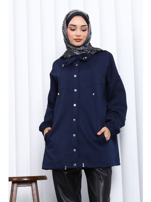 İmaj Butik Lacivert Çıtçıt Detaylı Cepli Ceket