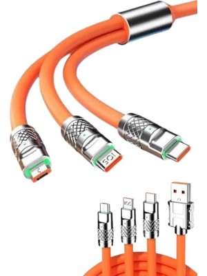 Shopwave 120W 3 In 1 Uyumlu Silikon Şarj Kablosu Hızlı Şarj Kablosu