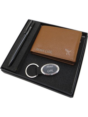 Signator D279 Isme Özel Set - Deri Cüzdan Kartlık + Anahtarlık  + Scrikss Kalem Seti | Isme Özel Hediyelik Set