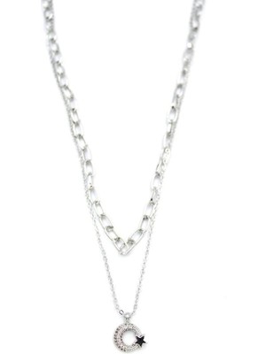 Venüs Shopping Çoklu Ay Yıldız Kolye - Gümüş