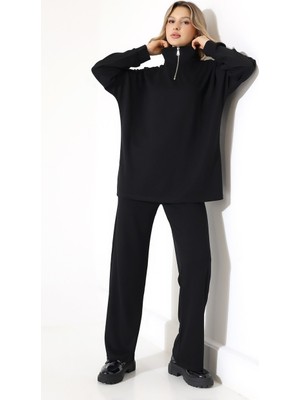 Dragonfly Pike Modal Fermuarlı Yırtmaçlı Sweatli Takım