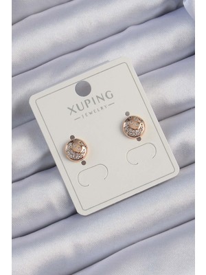 Xuping Rose Renk Zirkon Taşlı Yansımalı Oval Küpe - TJ-BKP9414