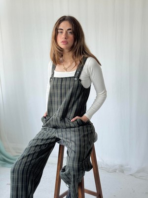 Retrobird Tasarım Uzun Tulum Salopet Kadın Koyu Haki