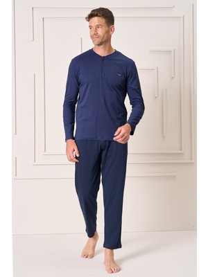 Remsa Erkek Pamuk Uzun Kol Pijama Takımı 4109 Lacivert