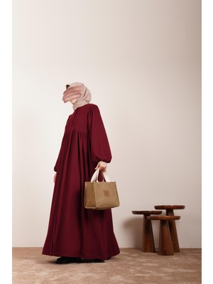 Ande Tesettür Robalı Triko Ferace - Bordo