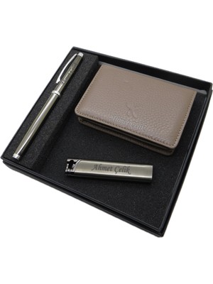 Signator D291 Isme Özel Set - Deri Kartlık + Çakmak  + Kalem Seti | Isme Özel Hediyelik Set