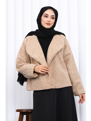İmaj Butik Bisküvi Geniş Yaka Kısa Kaşe Ceket
