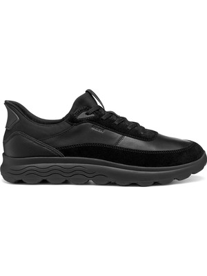 Geox Erkek Siyah U Spherıca Plus A - Nappa+Sued Bağcıklı Kalın Tabanlı Süet Sneaker U56MPA08522C9999
