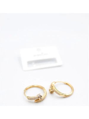 Venüs Shopping Taşlı Çivi Küpe - Altın