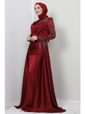 Giza Store Asya Tesettür Abiye Bordo