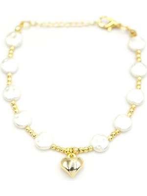 Venüs Shopping Kalp Inci Bileklik - Altın