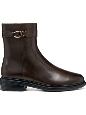 Geox Kadın Kahverengi D Walk Pleasure A - Shı.lea Fermuarlı Deri Bot D56TGA000AAC6024