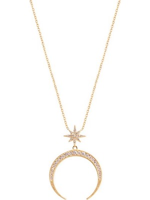 Emiliano Jewellery 925 Ayar Gümüş Taşlı Boynuz Kolye