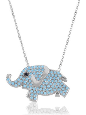 Emiliano Jewellery Silver 925 Ayar Zirkon Taşlı Fil Kolye